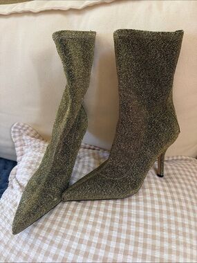 Marc Fisher Olive Glitter Pointed-Toe Stiletto Sock Boots